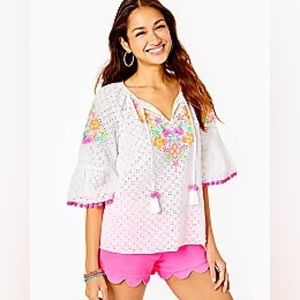 Morgain Embroidered Eyelet Top